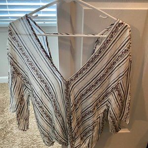 Daytrip Floral Striped Crossover Top